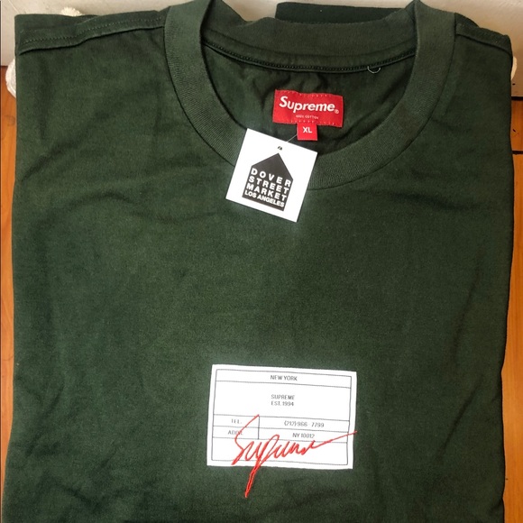 Supreme Signature Label Tee XL Olive Green - Picture 1 of 7